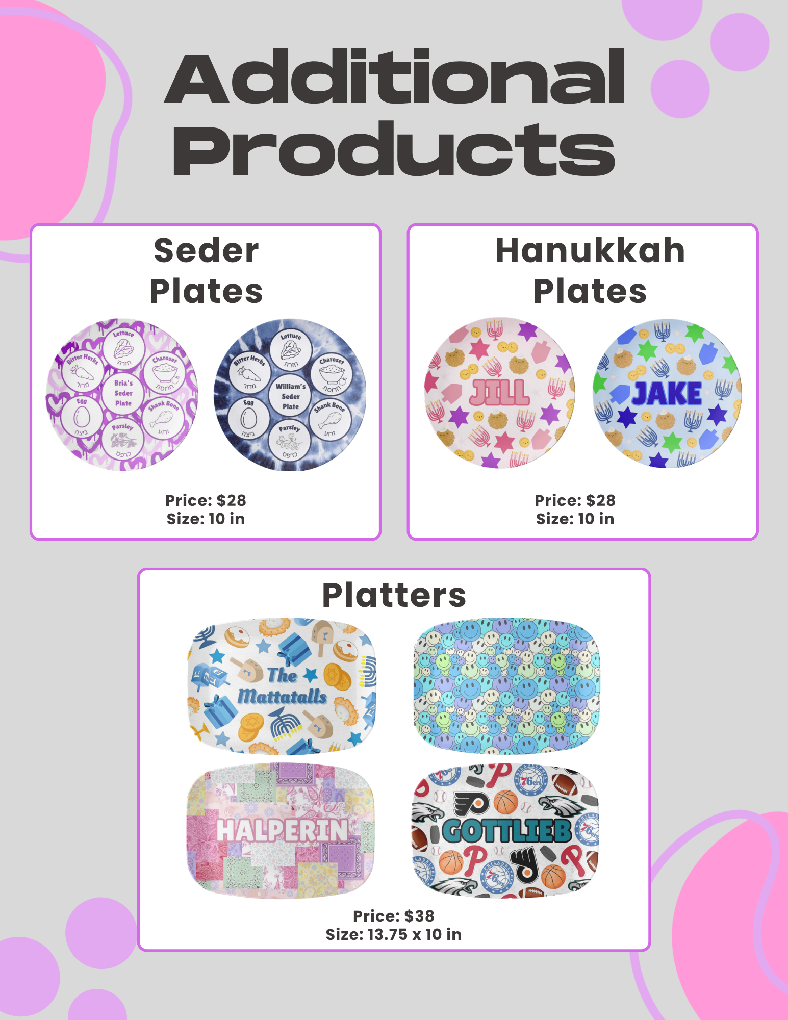 Additional products: holiday plates and platters