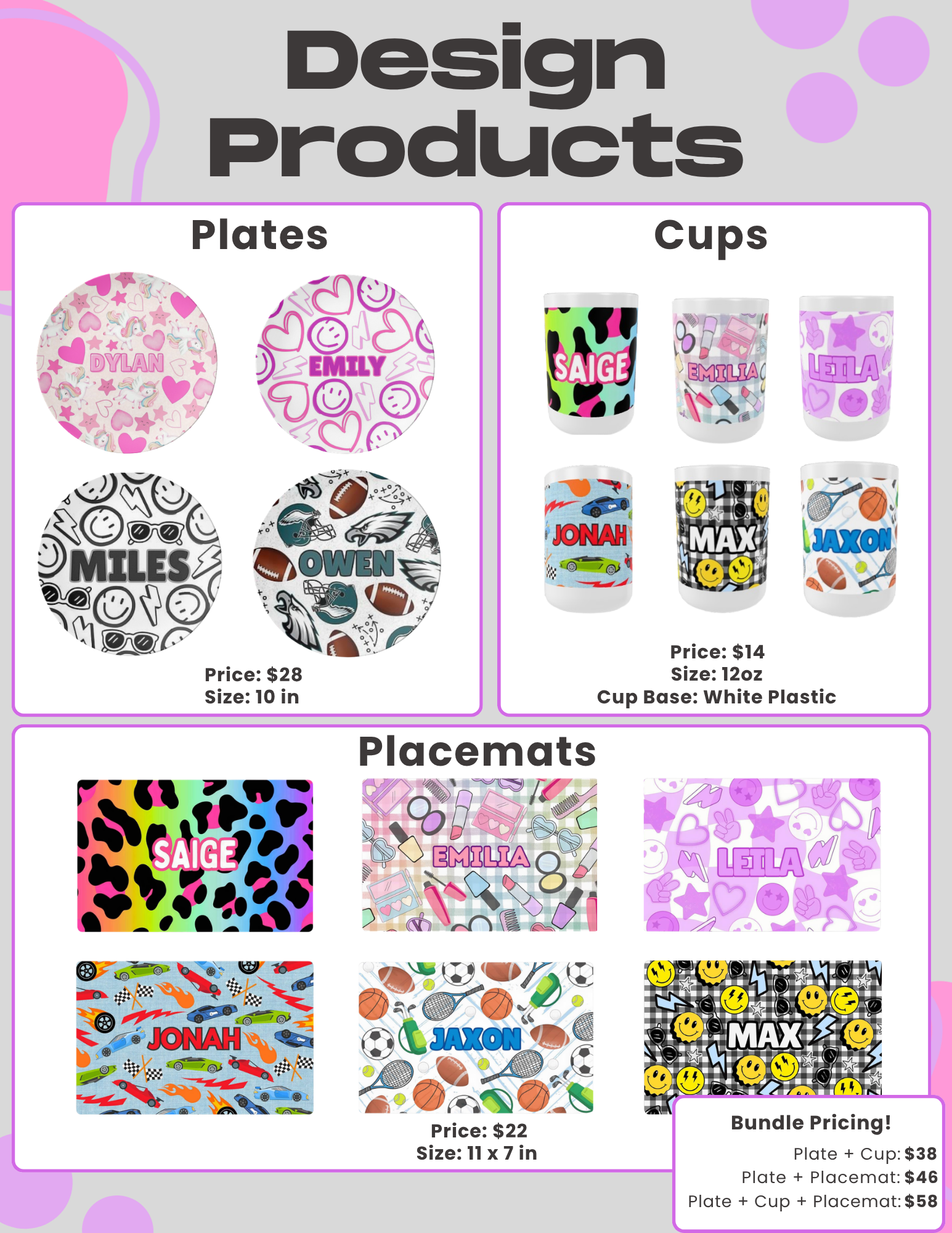 Products and bundle pricing